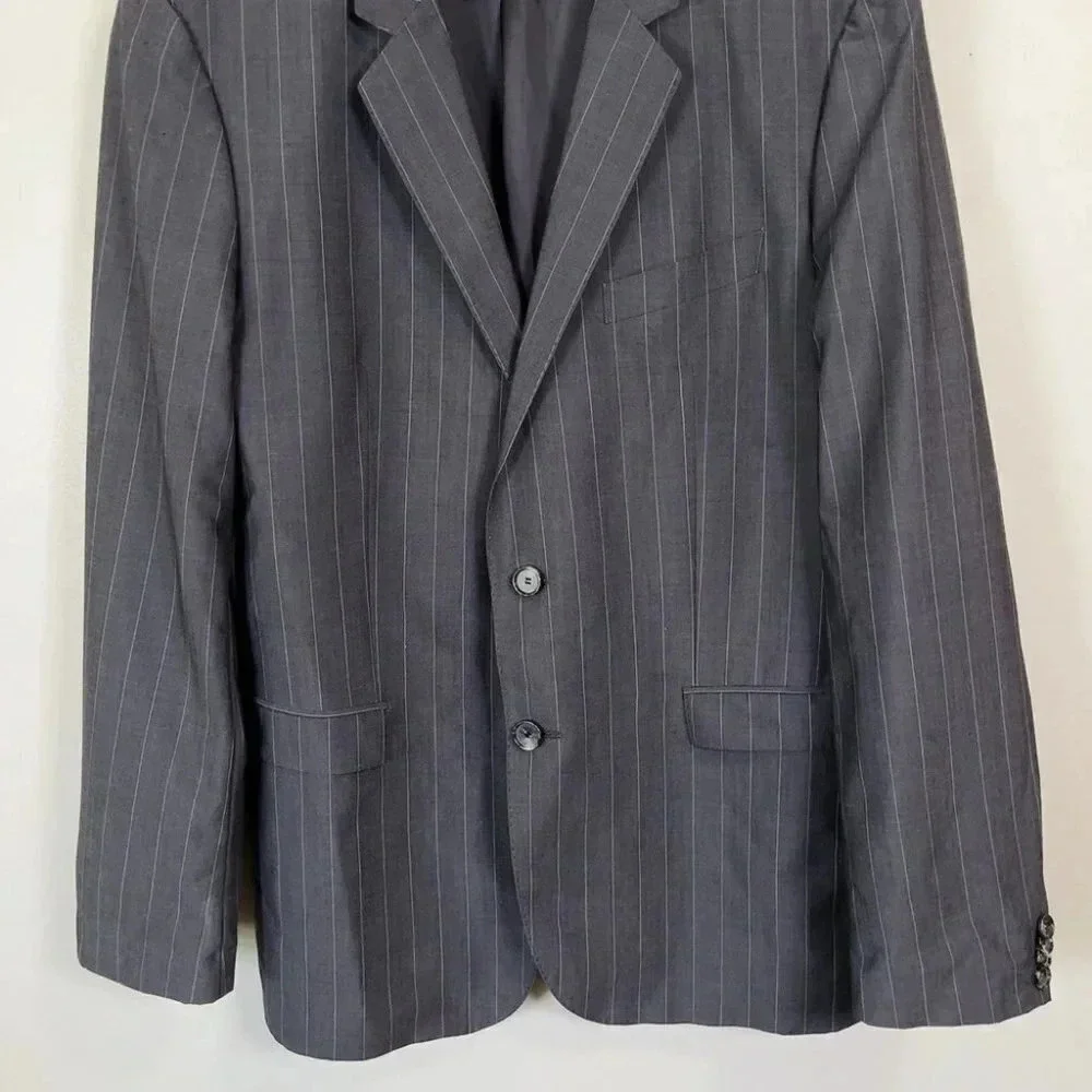 Hugo Boss Ryan/Win Mohair Wool Slim Fit Striped Double Button Blazer